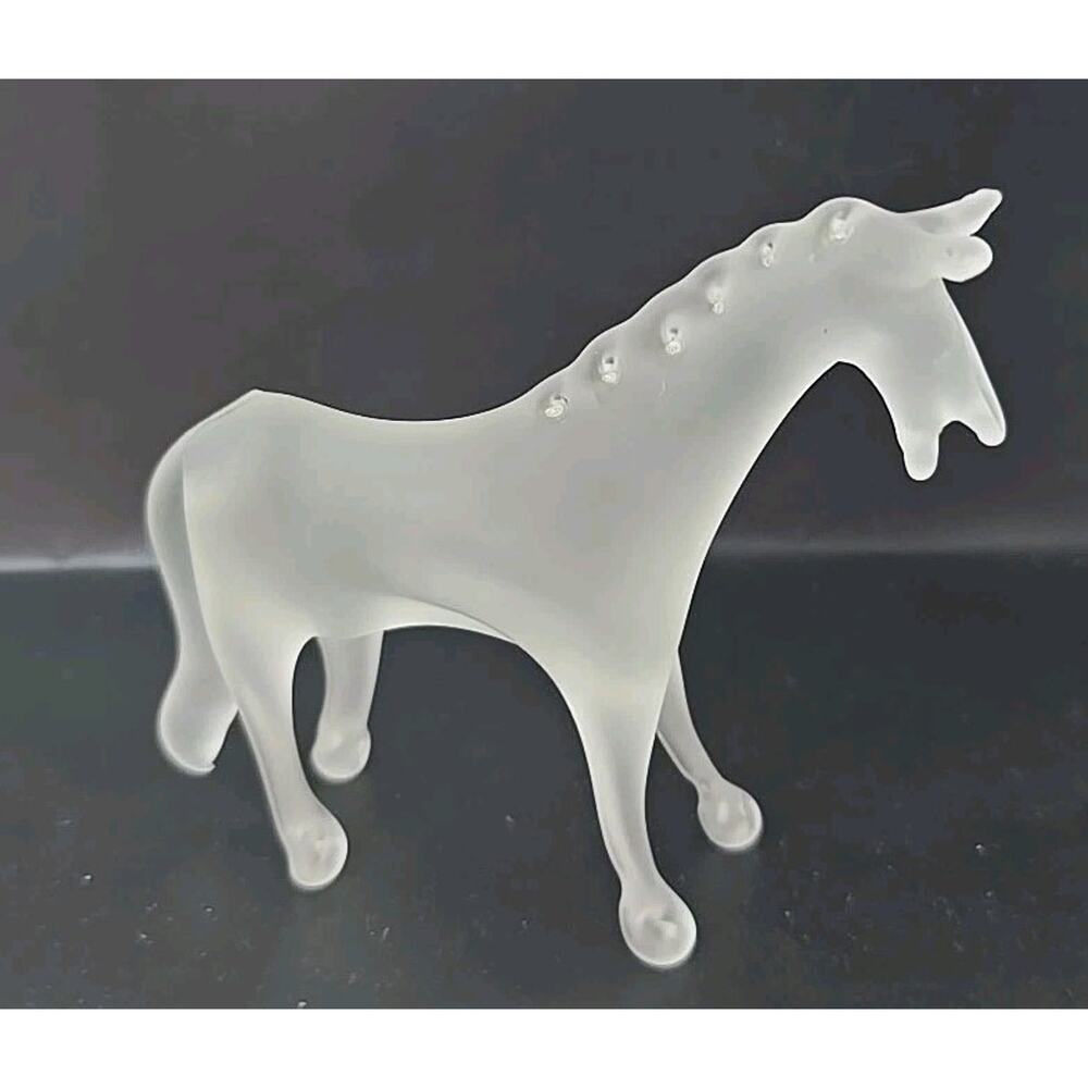 Vintage 3.5”x4.5" Frosted Glass Horse U306